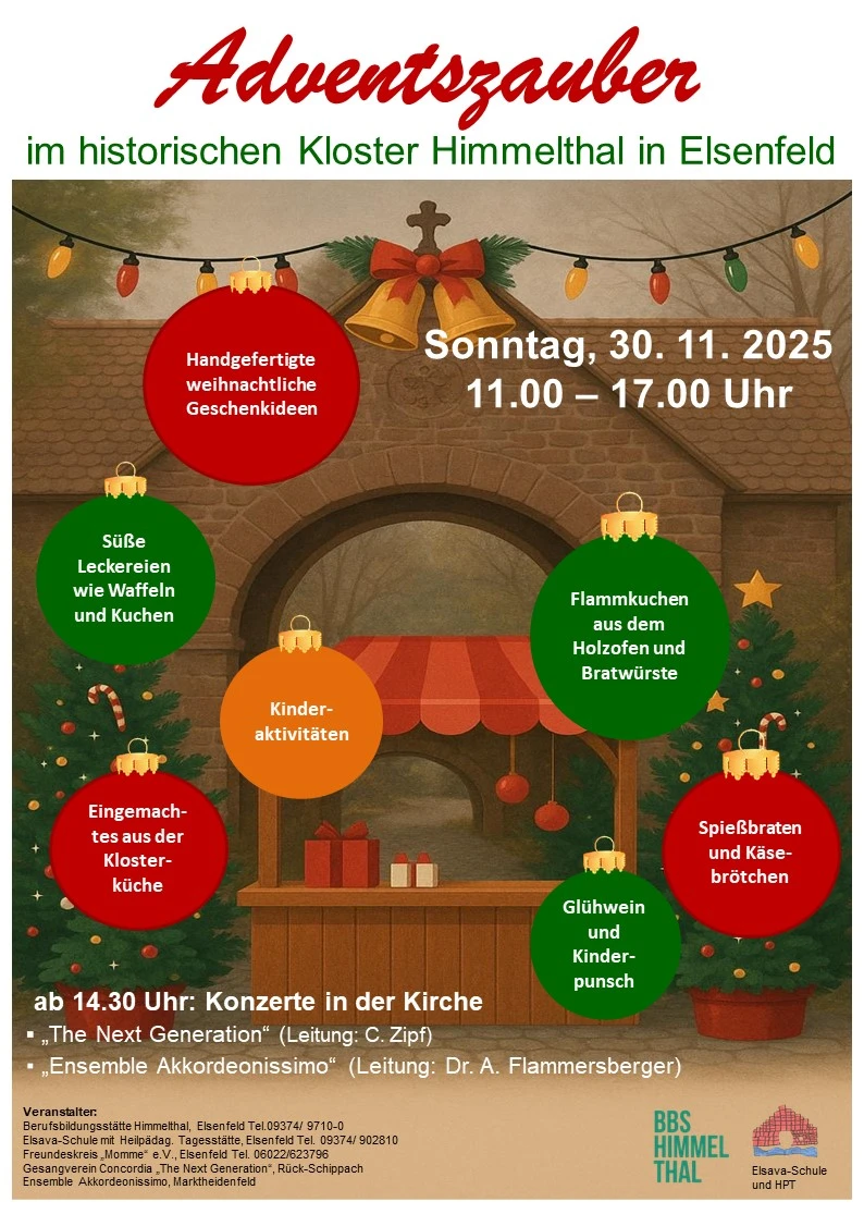 Plakat „Adventszauber im historischen Kloster Himmelthal“, Sonntag 30. November 2025, 11 bis 17 Uhr